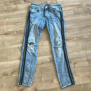 4/$25 Forever 21 Men Distressed Striped Jeans Sz 30